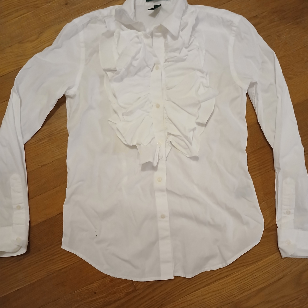 Lauren Ralph Lauren White Ruffle Blouse